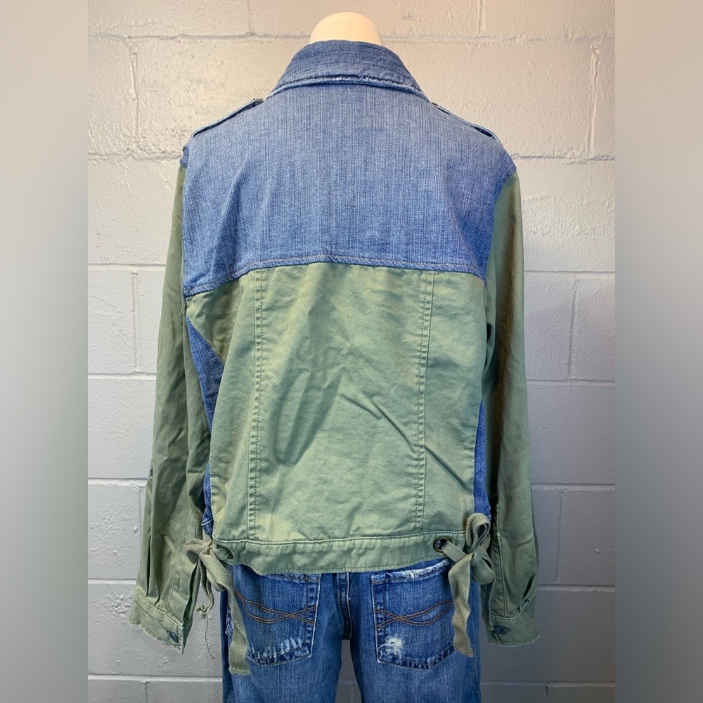 Anthropology Pilcro Denim Army Khaki Green Jean Jacket Women's Size Large - Picture 5 of 11